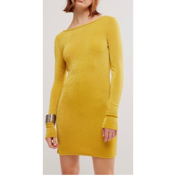 NWT Intimately Free People Call Me Later Mini Dress Ceylon Yellow - Picture 4 of 16